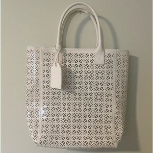 Tory Burch Laser Cut Tote Shopper in White